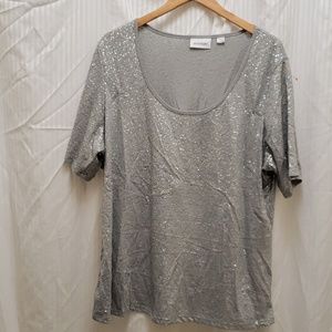 Silver grey sequin top